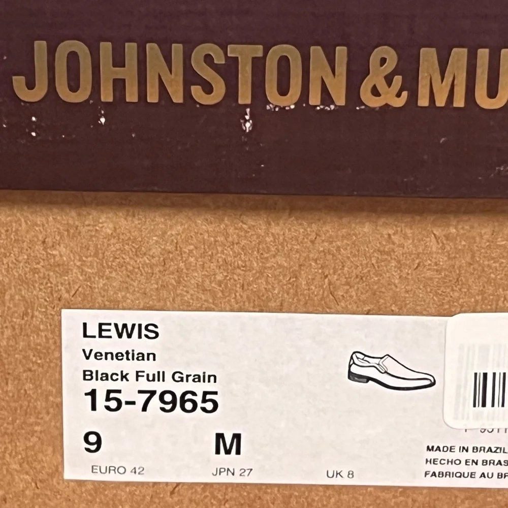 NWT Men’s Johnston & Murphy Lewis Venetian Leather Loafer Black Size 9